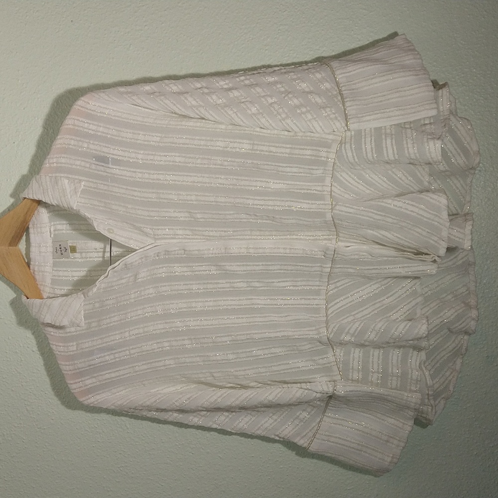 Linen blend Anthropologie cropped blouse top
